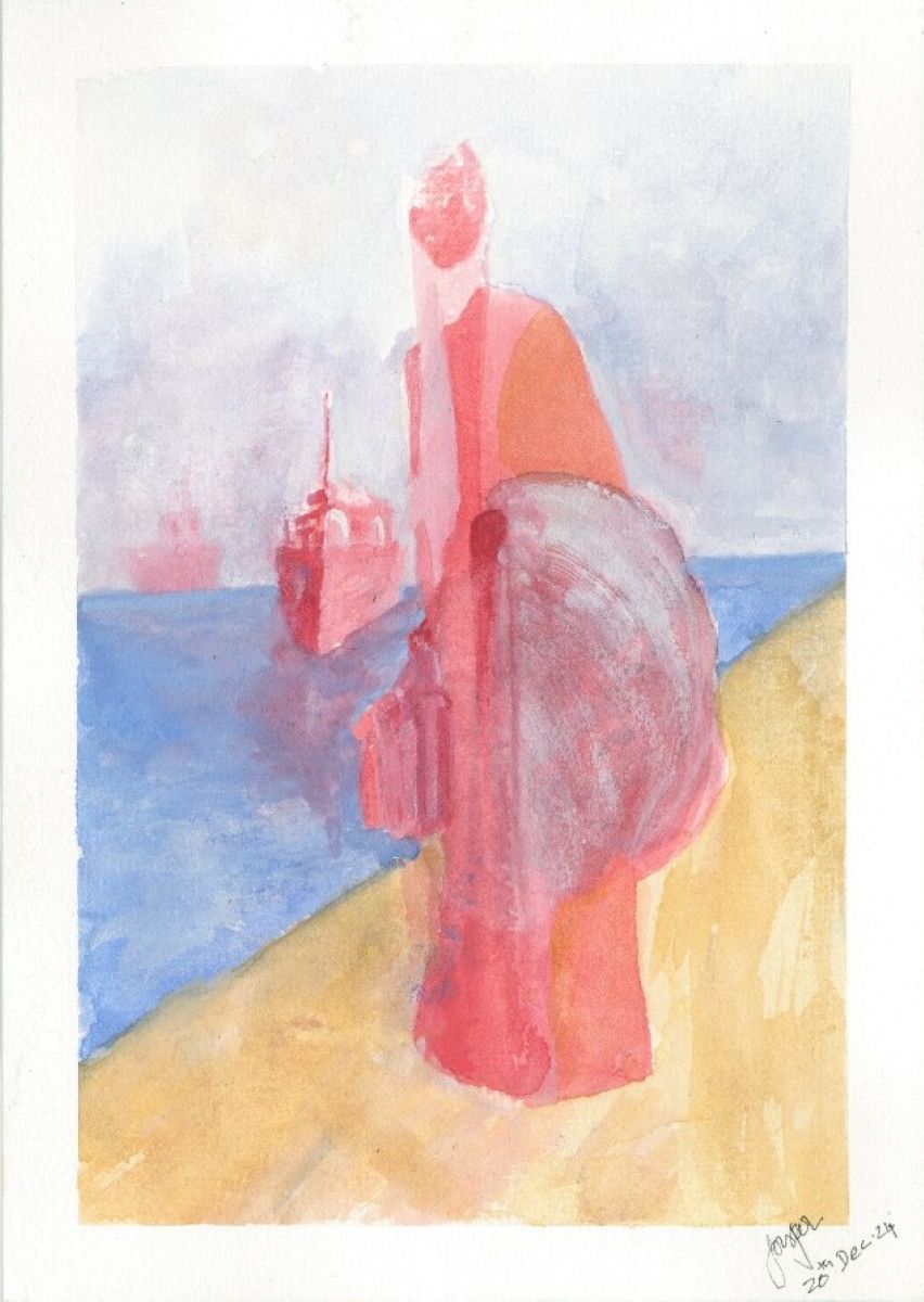 Watercolor rendition of an arrival