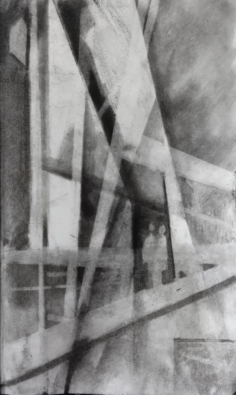 Intuitive charcoal rendition of a dream